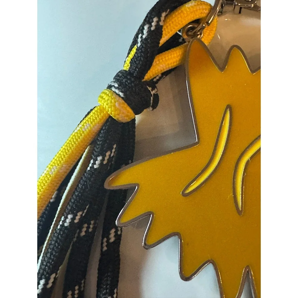 Yellow Farfalle Pasta Enamel Charm Keychain Paracord Tassel‎ Foodie Accessory